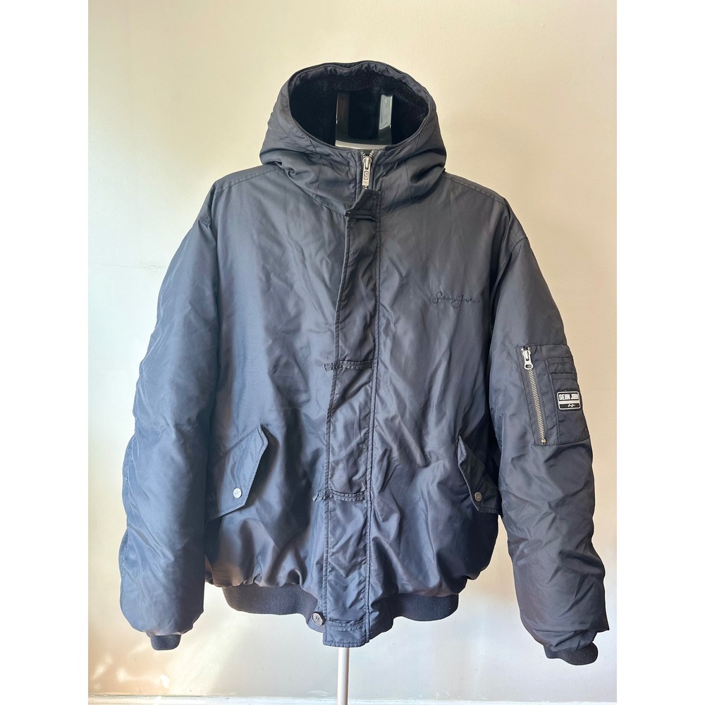 Sean John Parka Mens XXL Black Lamb Fur Hood Down Puffer Y2K Streetwear